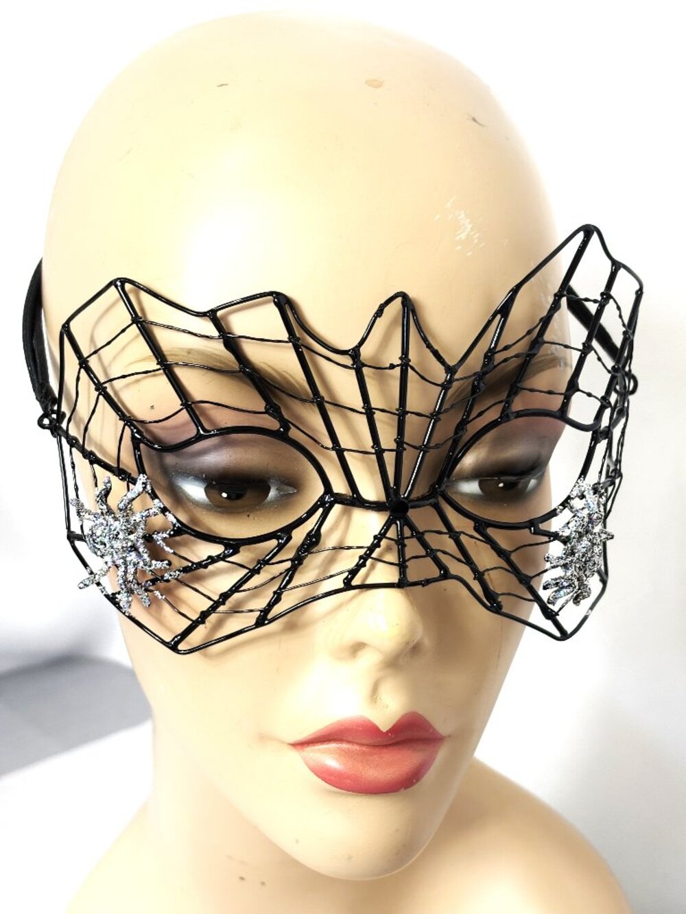 Spiderweb Blk Metal Web w/ Silver Spider Mask Center Stage Unisex NWT NOS VTG